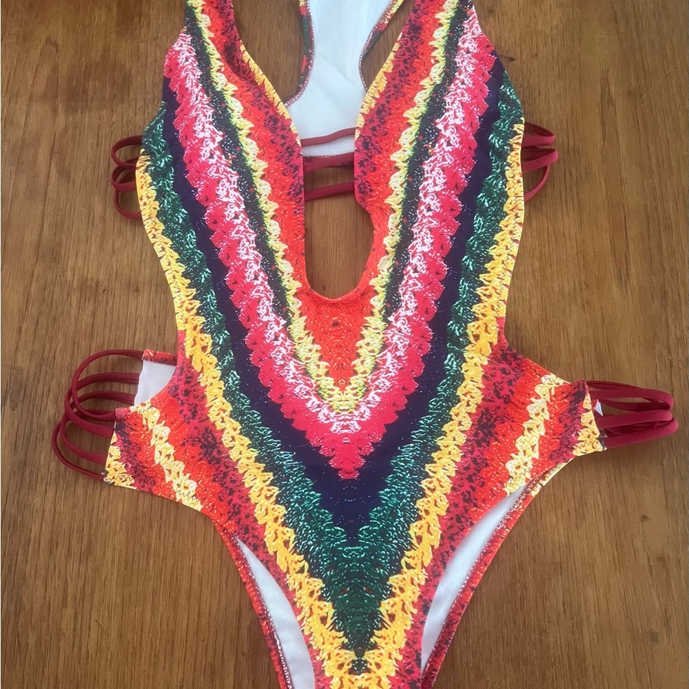 Vibrant Multicolor Strappy Swimsuit